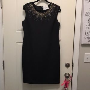 NWT Calvin Klein Black studded collar dress
